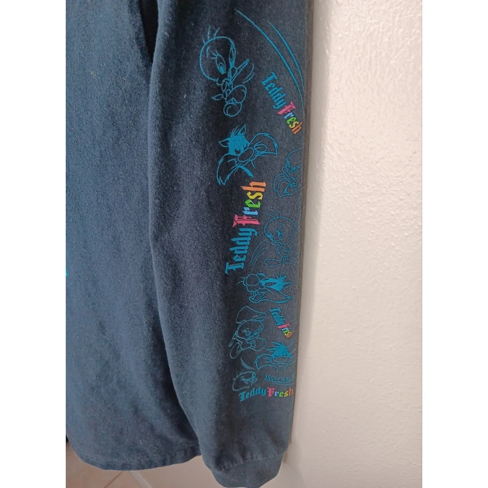 Teddy Fresh x Looney Tunes Adult Small T-shirt Oversized Black Sylvester Tweety